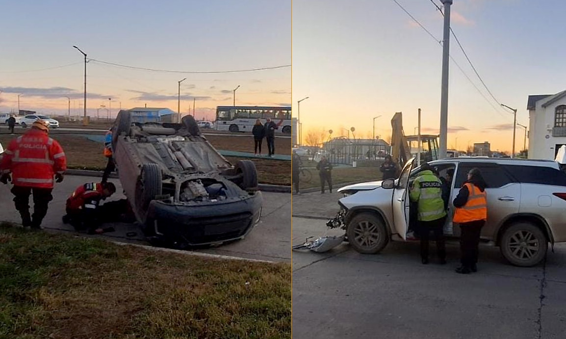 Barrio AGP: dos rodados colisionaron y uno volcó