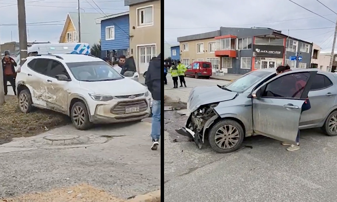 Fuerte choque entre una auto con una camioneta