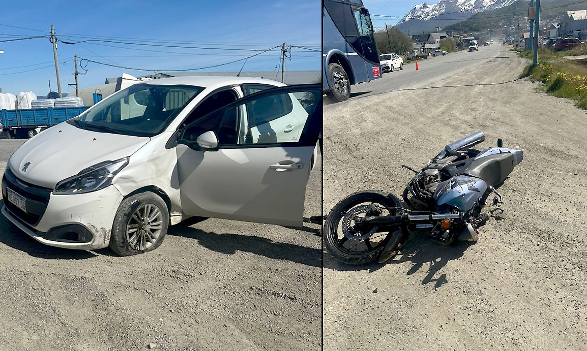 Colisión entre una moto y un auto