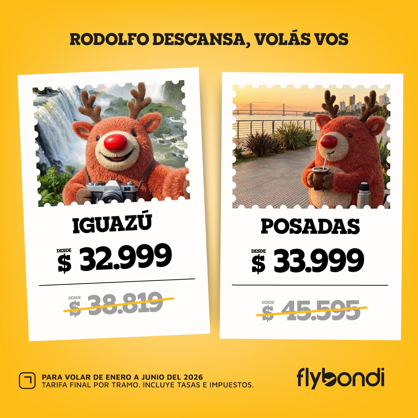 Flybondi lanza “Las Vacaciones de Rodolfo” con tarifas promocionales desde $21.999
